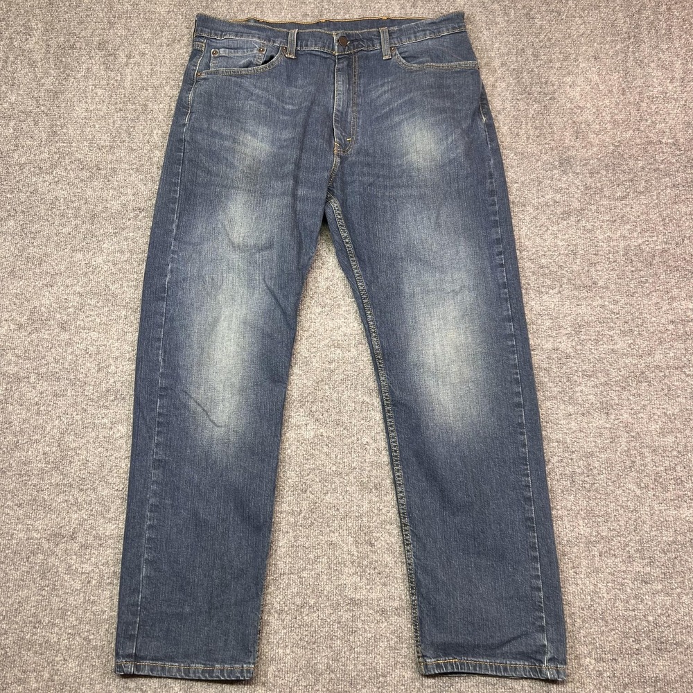 Levis 505 Jeans Mens 38x30 Blue Medium Wash Regular Straight Denim Pants Casual